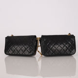 Rare Chanel Twin Single Flap Black Lambskin 1990s 24K GP