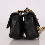 Chanel Twin Single Flap Black Lambskin 24K GP