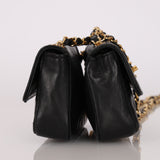 Chanel Twin Single Flap Black Lambskin 24K GP