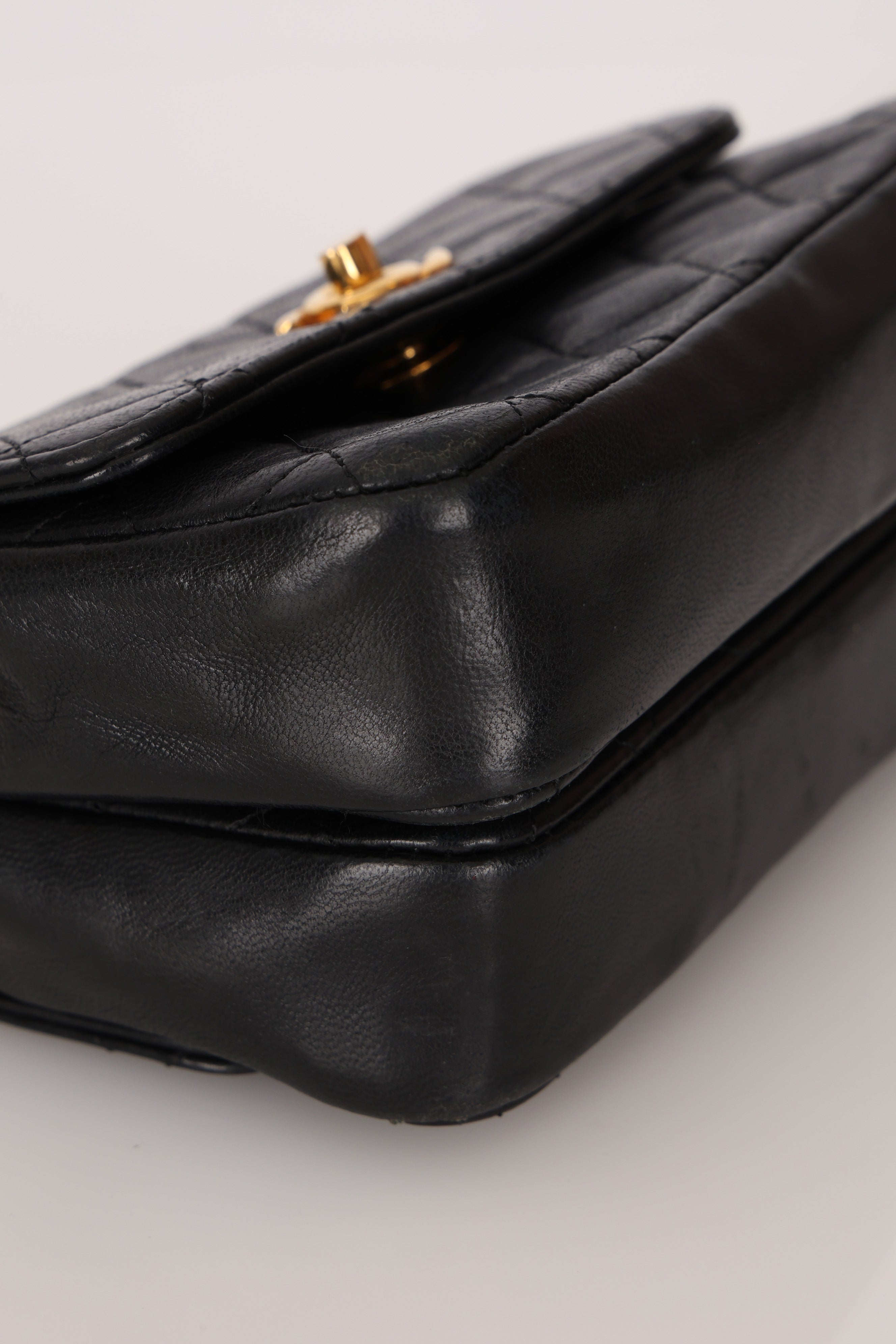 Chanel Twin Single Flap Black Lambskin 24K GP