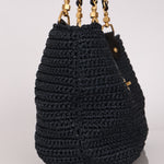 Chanel Woven Raffia Tote Navy and Black AGHW