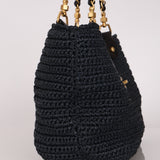 Chanel Woven Raffia Tote Navy and Black AGHW