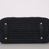 Chanel Woven Raffia Tote Navy and Black AGHW