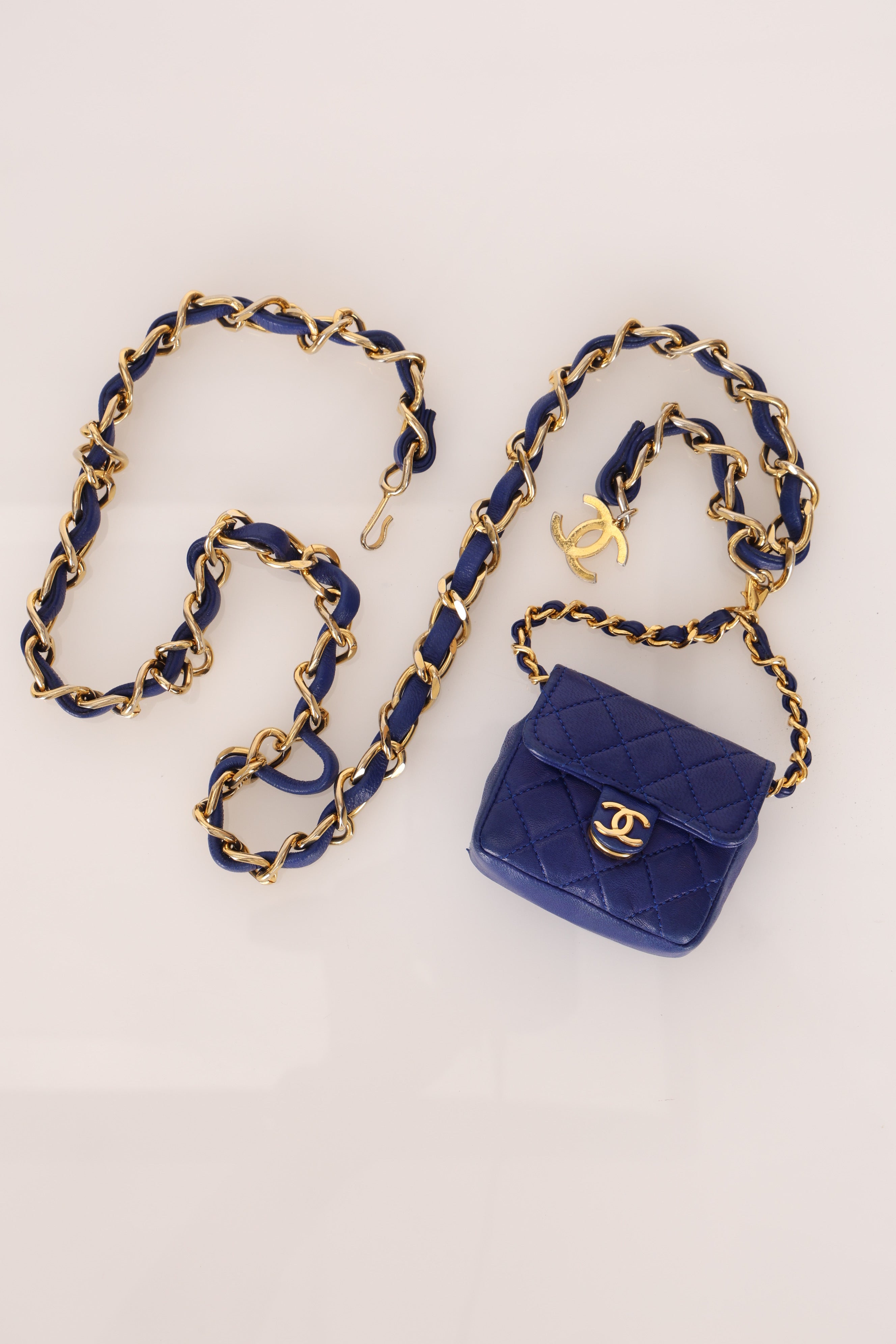 Chanel Micro Belt Bag Blue Lambskin 24K GP