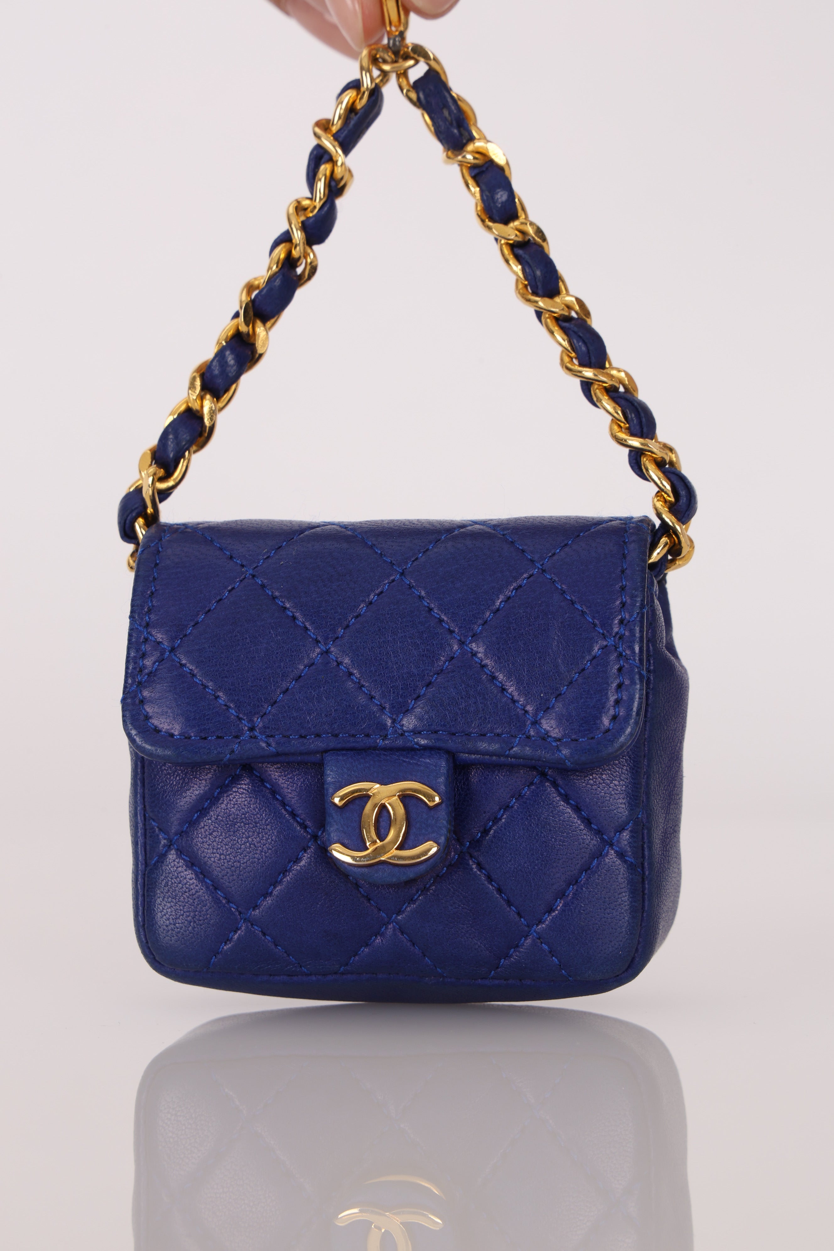 Chanel Micro Belt Bag Blue Lambskin 24K GP