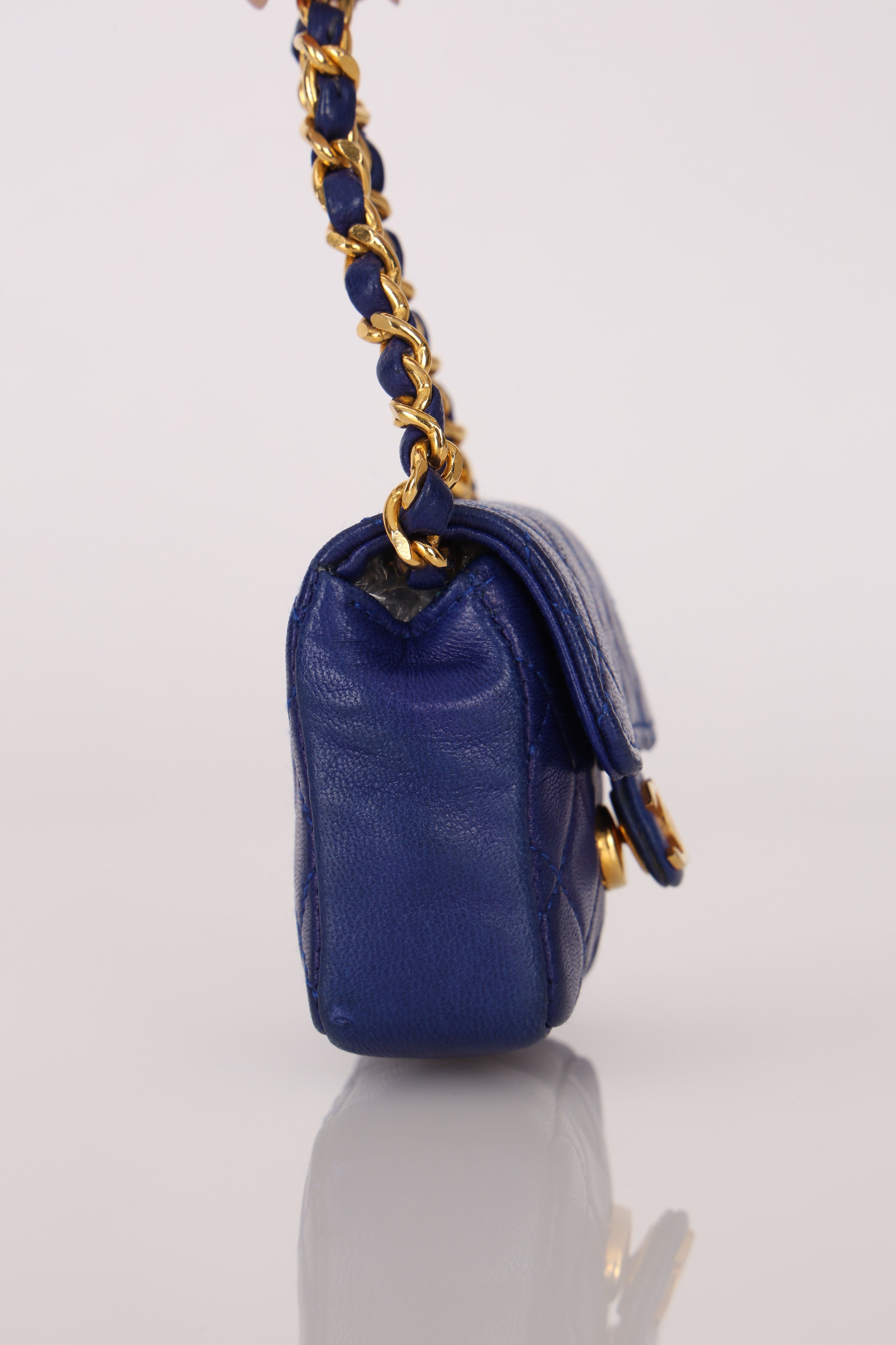 Chanel Micro Belt Bag Blue Lambskin 24K GP