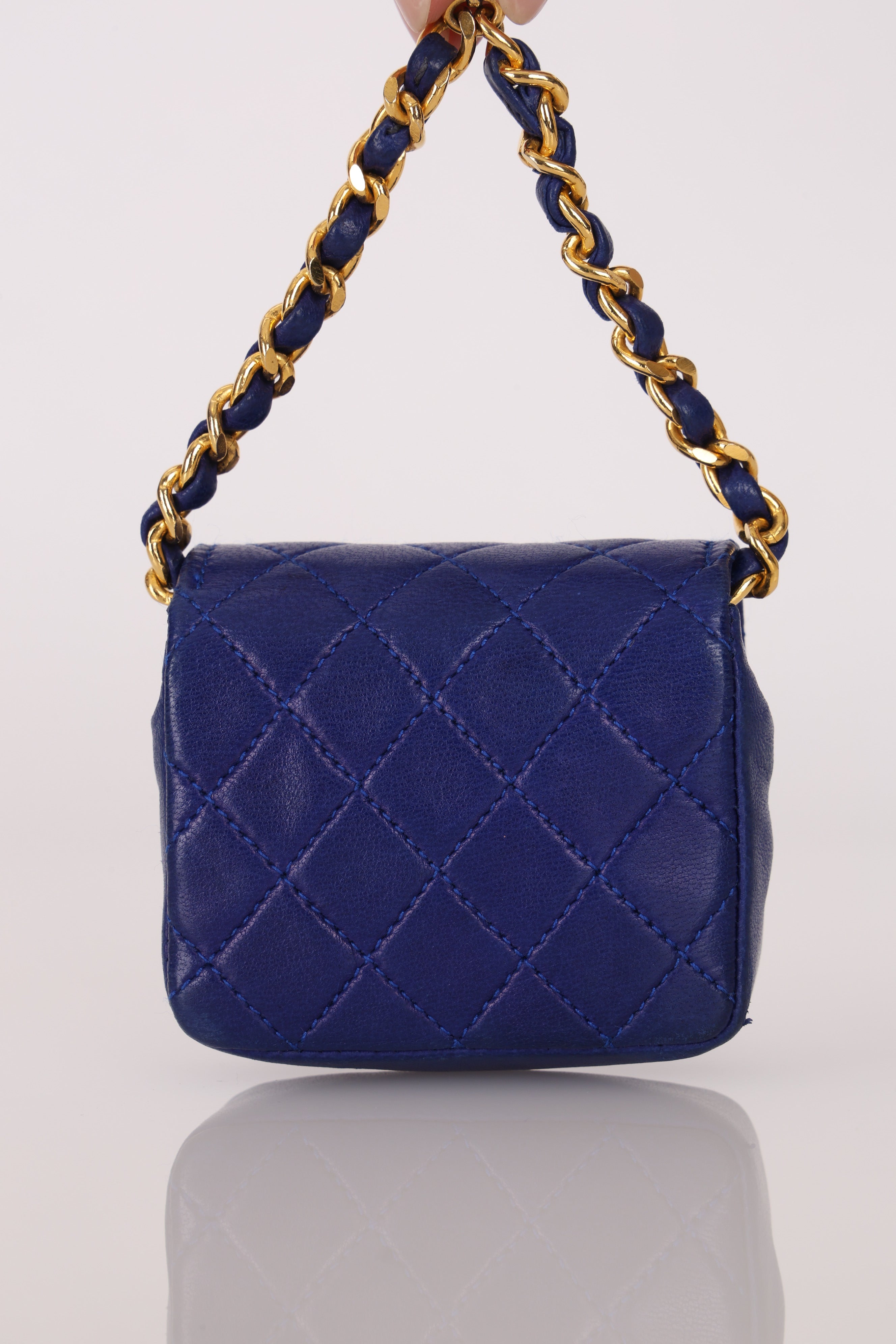 Chanel Micro Belt Bag Blue Lambskin 24K GP