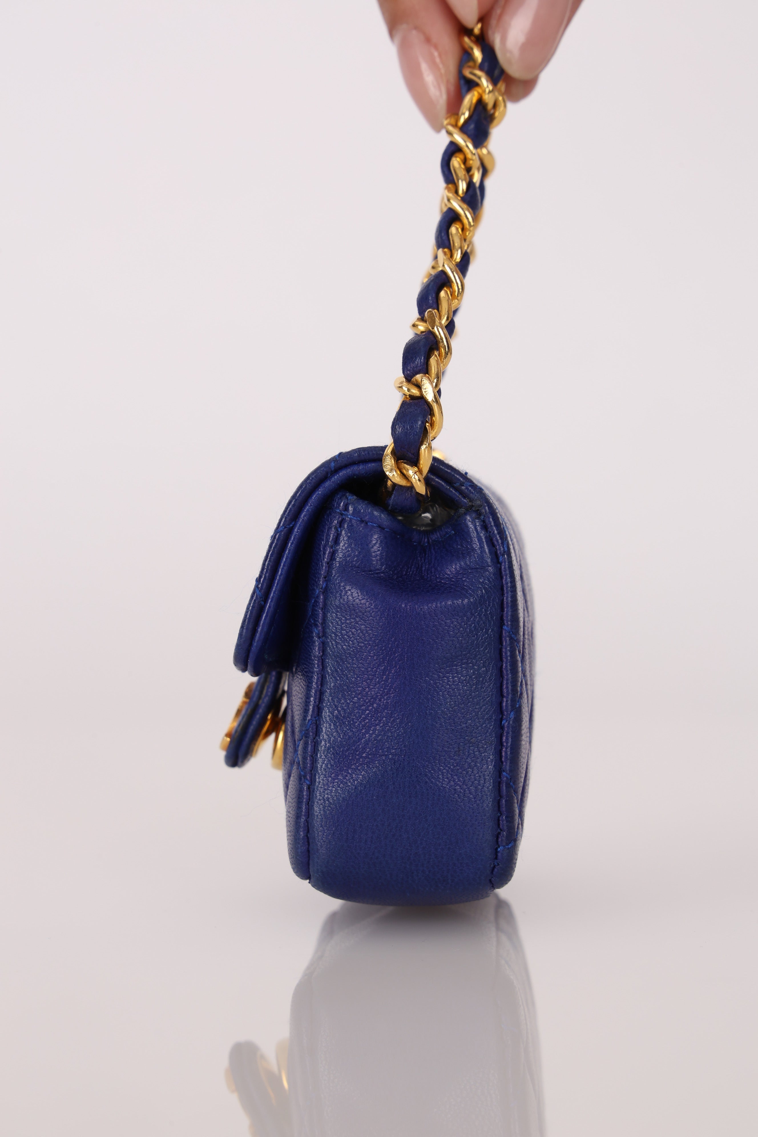 Chanel Micro Belt Bag Blue Lambskin 24K GP