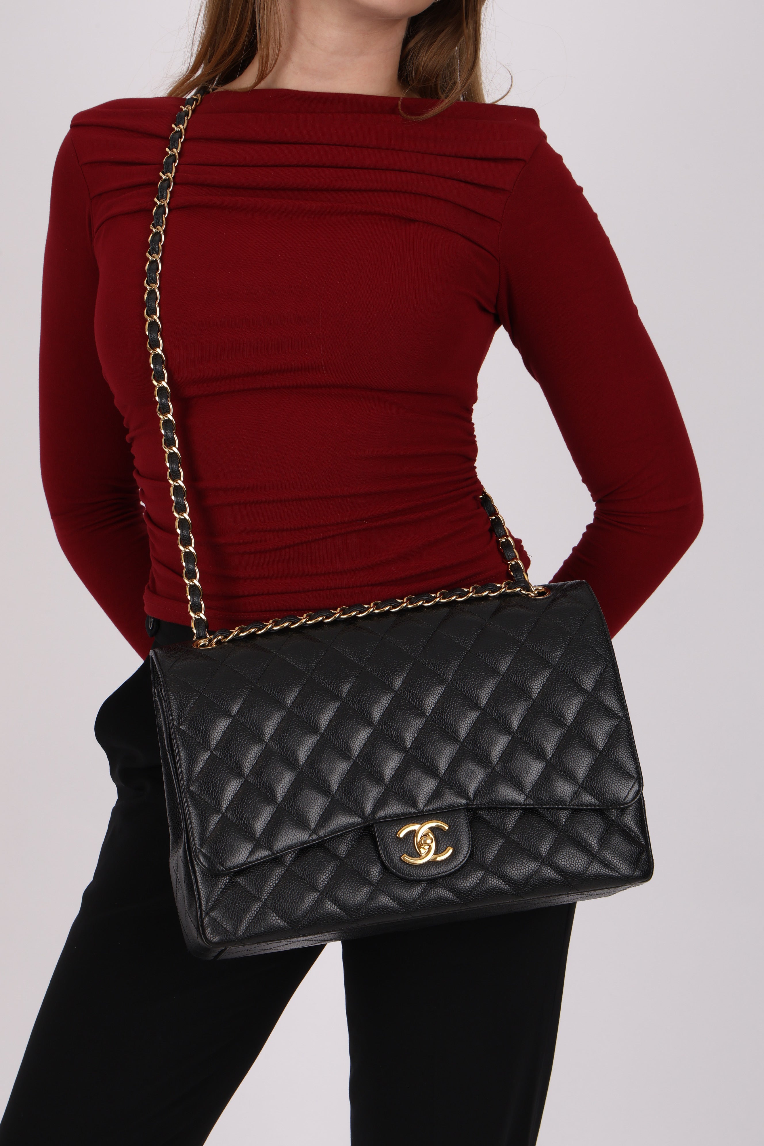 Chanel Maxi Classic Double Flap Black Caviar GHW