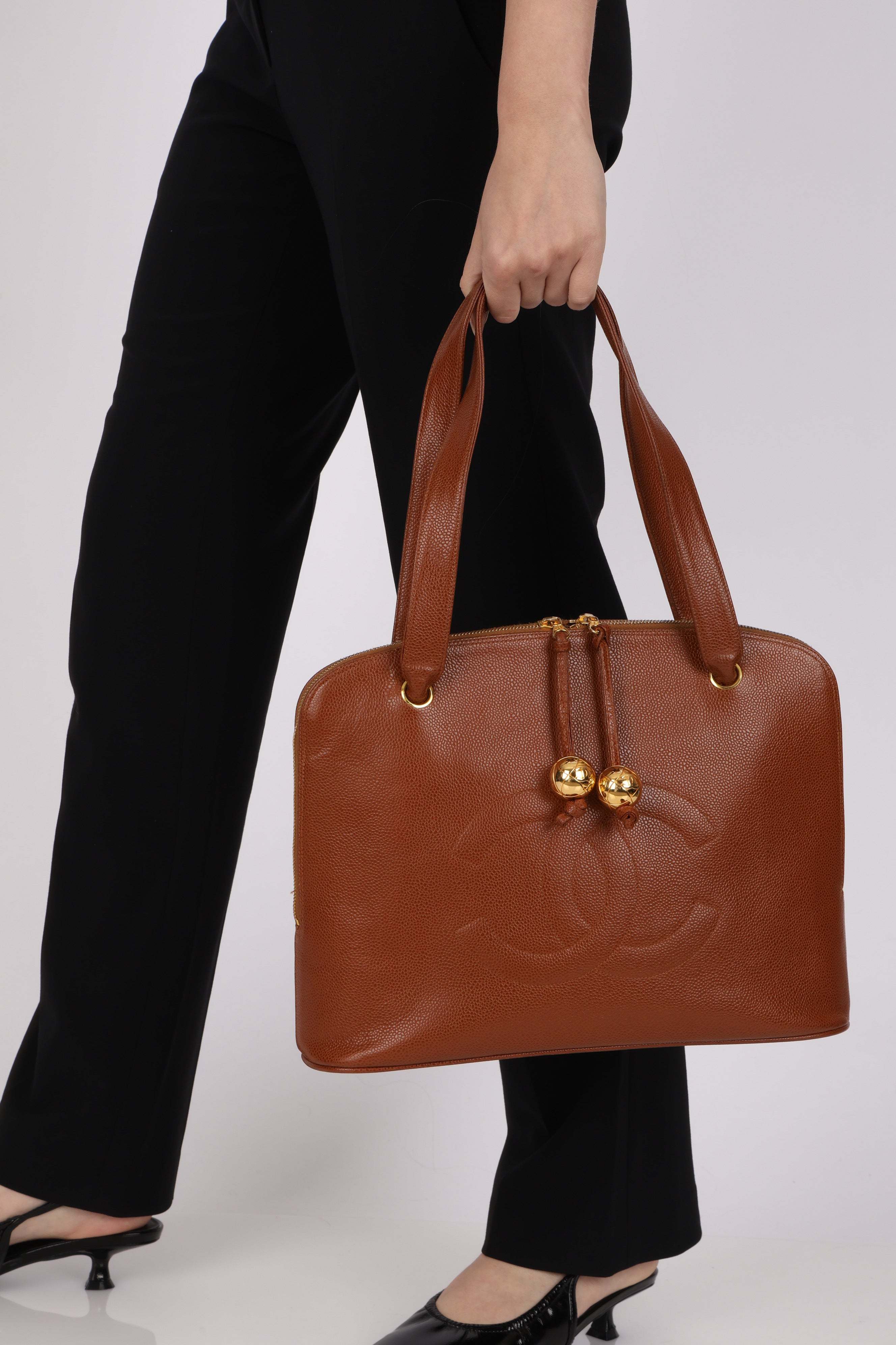 Chanel Timeless CC Shoulder Bag Brown Caviar 24K GP