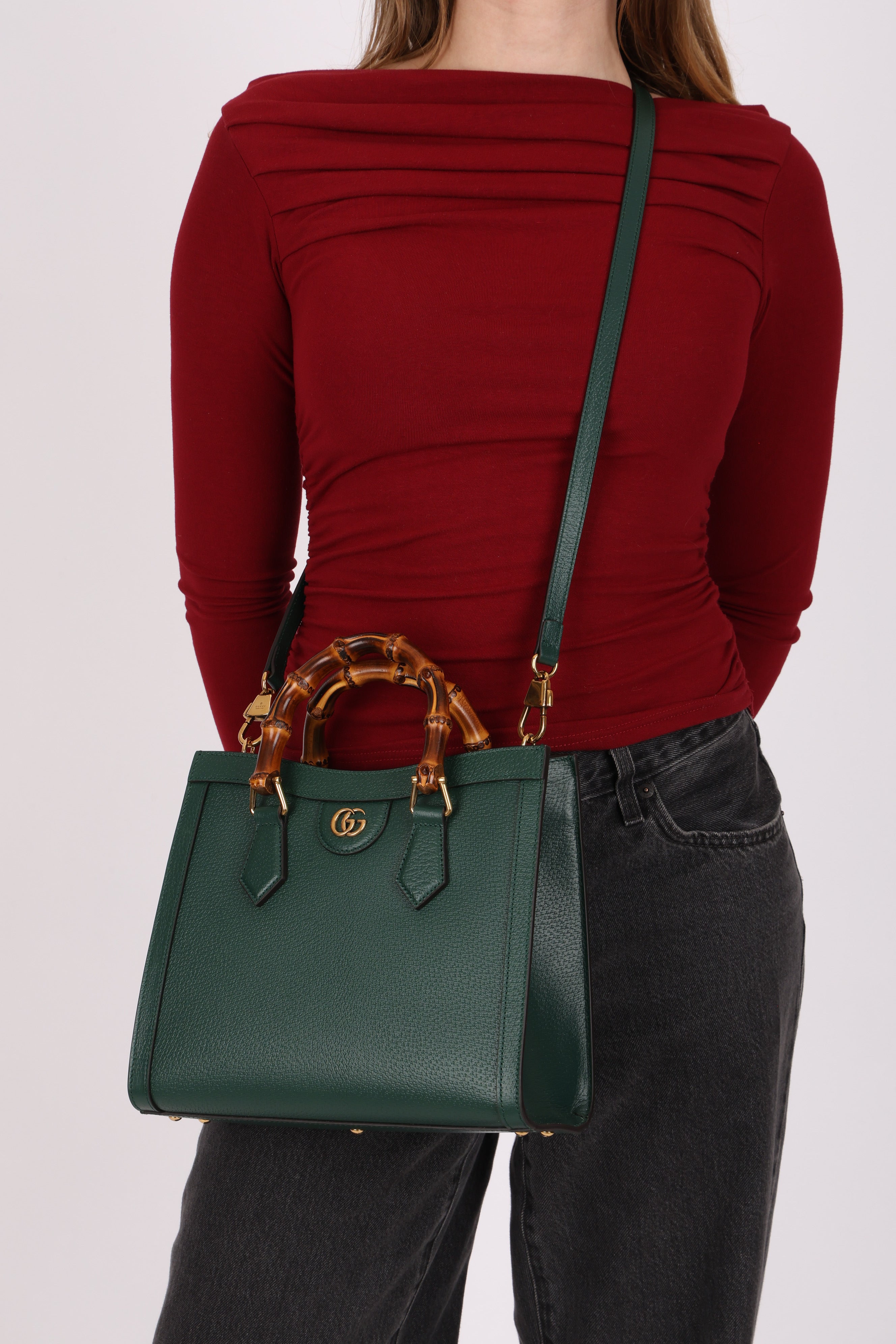 Gucci Small Diana Bamboo Top Handle Tote Green