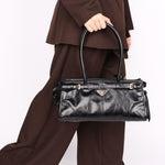 Prada Medium Bonnie Shoulder Bag Noir Glossy Calfskin 2025