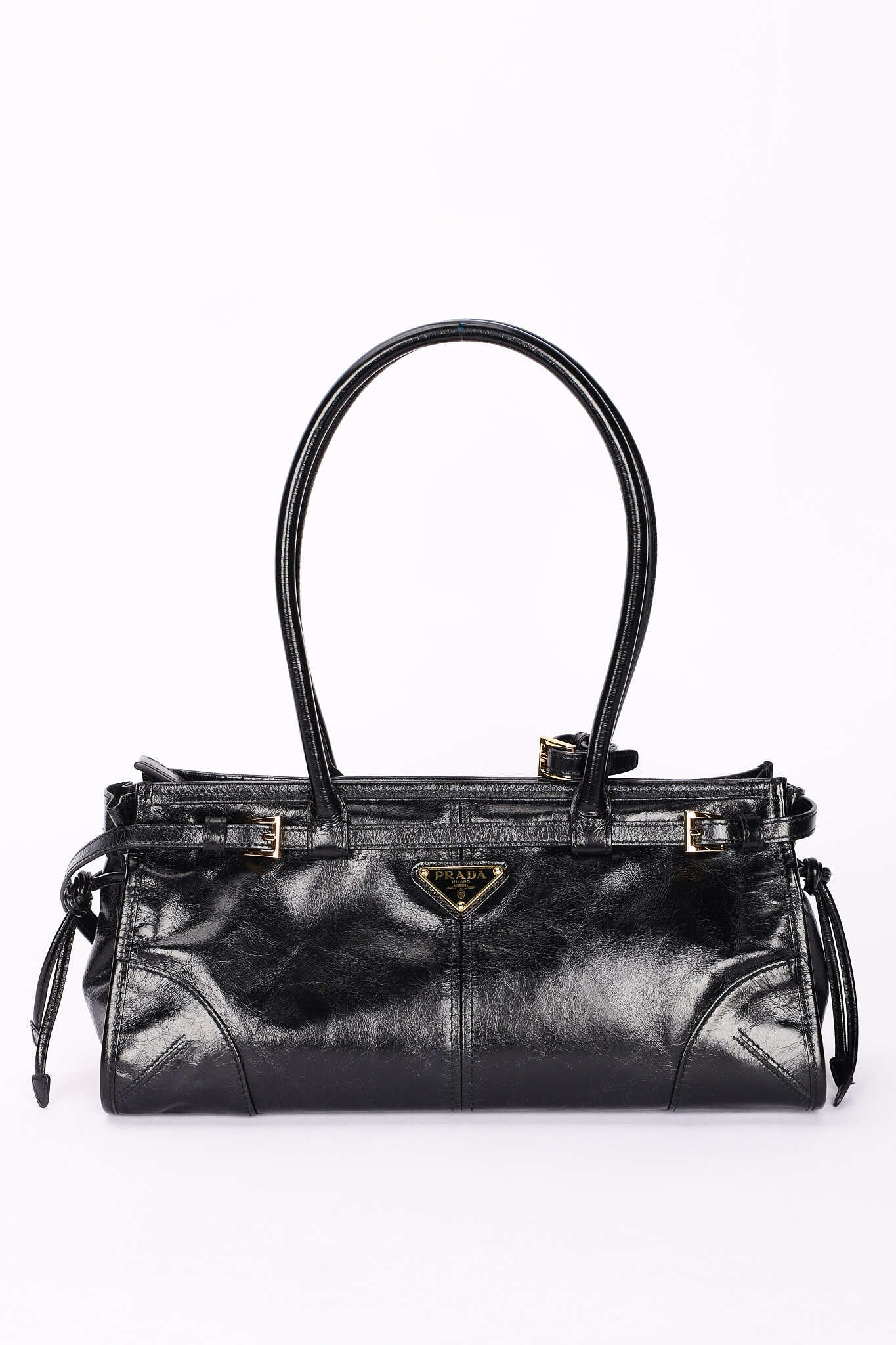 Prada Medium Bonnie Shoulder Bag Noir Glossy Calfskin 2025