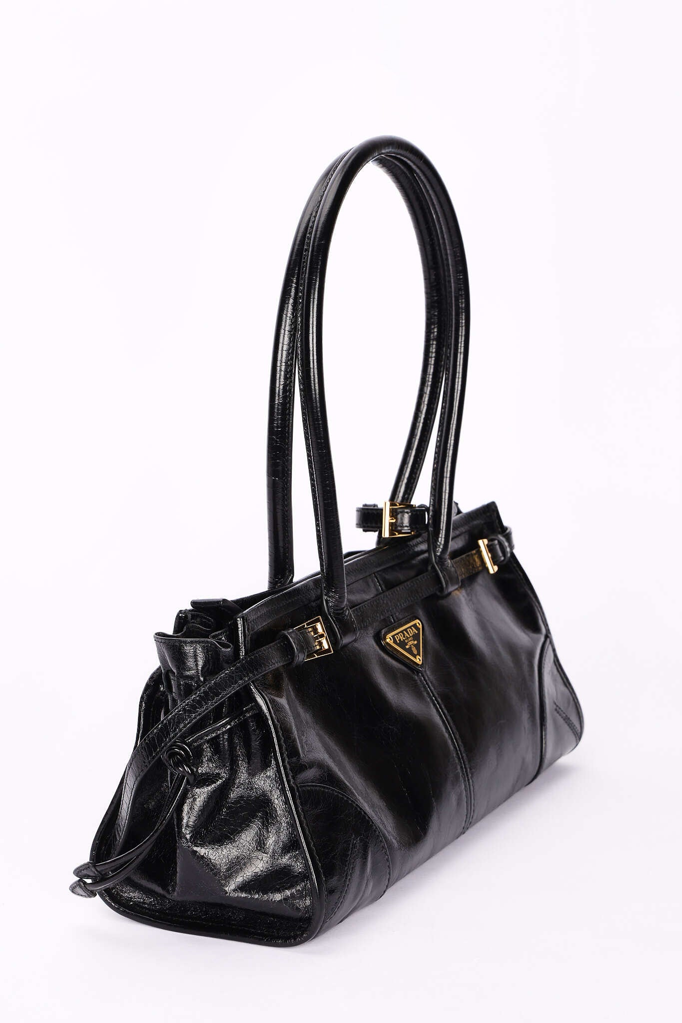 Prada Medium Bonnie Shoulder Bag Noir Glossy Calfskin 2025