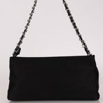 Chanel CC Pearl Logo Shoulder Bag Black Satin SHW