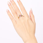 18K Yellow Gold Ruby and Diamond Wrap Solitaire Ring, Size US 6.5