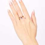 18K Yellow Gold Ruby and Diamond Wrap Solitaire Ring, Size US 6.5