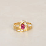 18K Yellow Gold Ruby and Diamond Wrap Solitaire Ring, Size US 6.5
