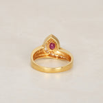 18K Yellow Gold Ruby and Diamond Wrap Solitaire Ring, Size US 6.5