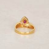 18K Yellow Gold Ruby and Diamond Wrap Solitaire Ring, Size US 6.5