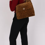 Chanel Kelly Shoulder Bag Brown Suede SHW