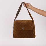 Chanel Kelly Shoulder Bag Brown Suede SHW
