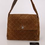 Chanel Kelly Shoulder Bag Brown Suede SHW