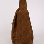 Chanel Kelly Shoulder Bag Brown Suede SHW