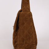 Chanel Kelly Shoulder Bag Brown Suede SHW