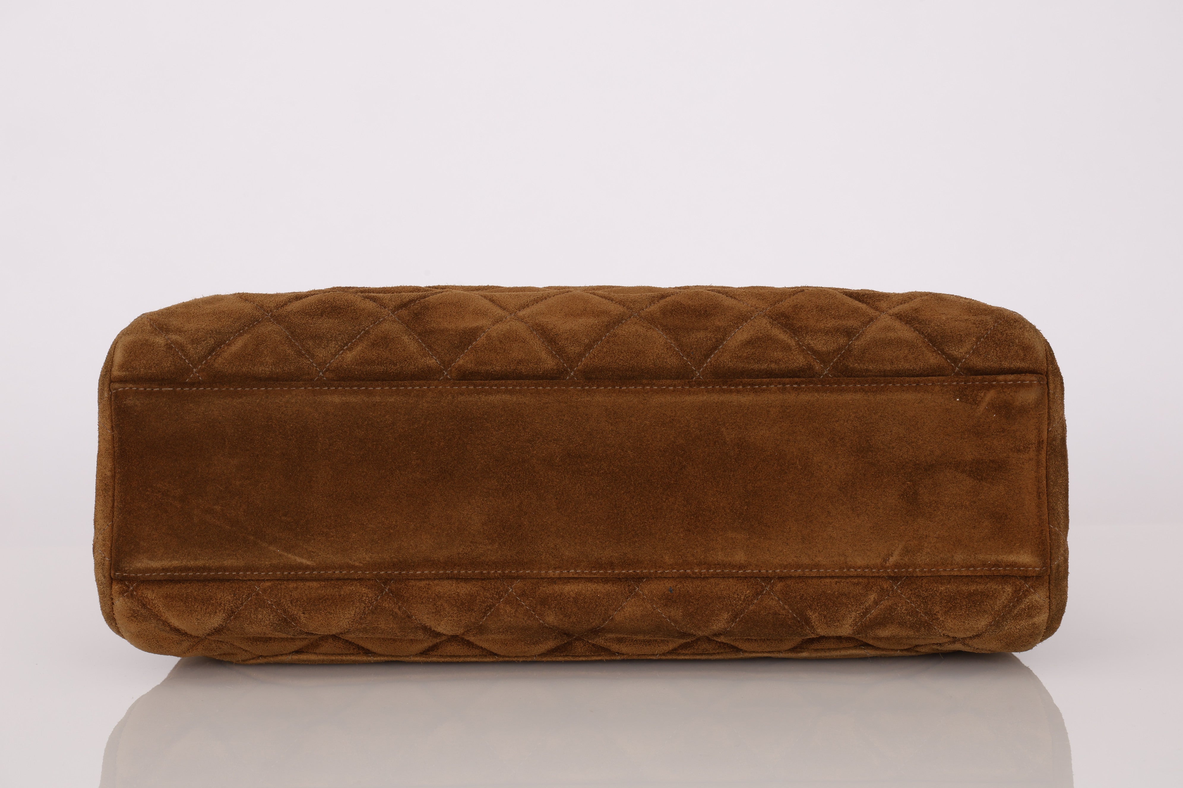 Chanel Kelly Shoulder Bag Brown Suede SHW
