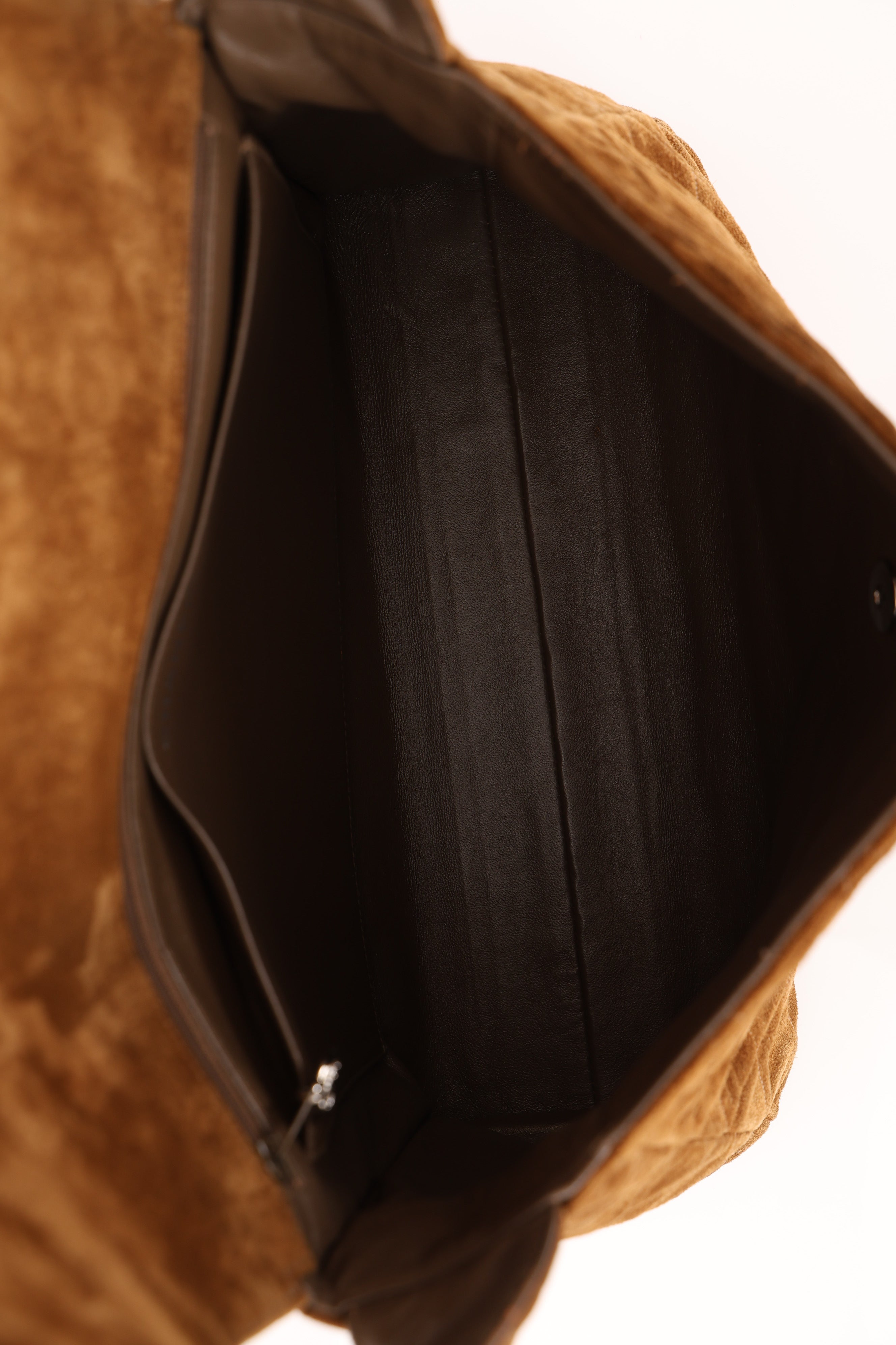 Chanel Kelly Shoulder Bag Brown Suede SHW