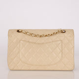 Rare Chanel Medium Classic Double Flap Ivory Caviar 2002 BGHW