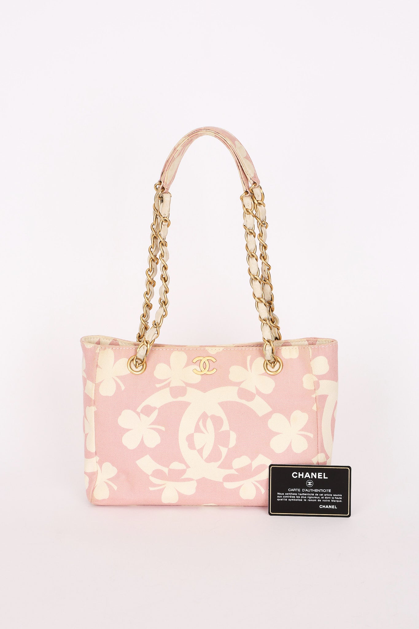 Chanel Mini Shopper Tote Four Leaf Clover Pink Canvas 2005 BGHW