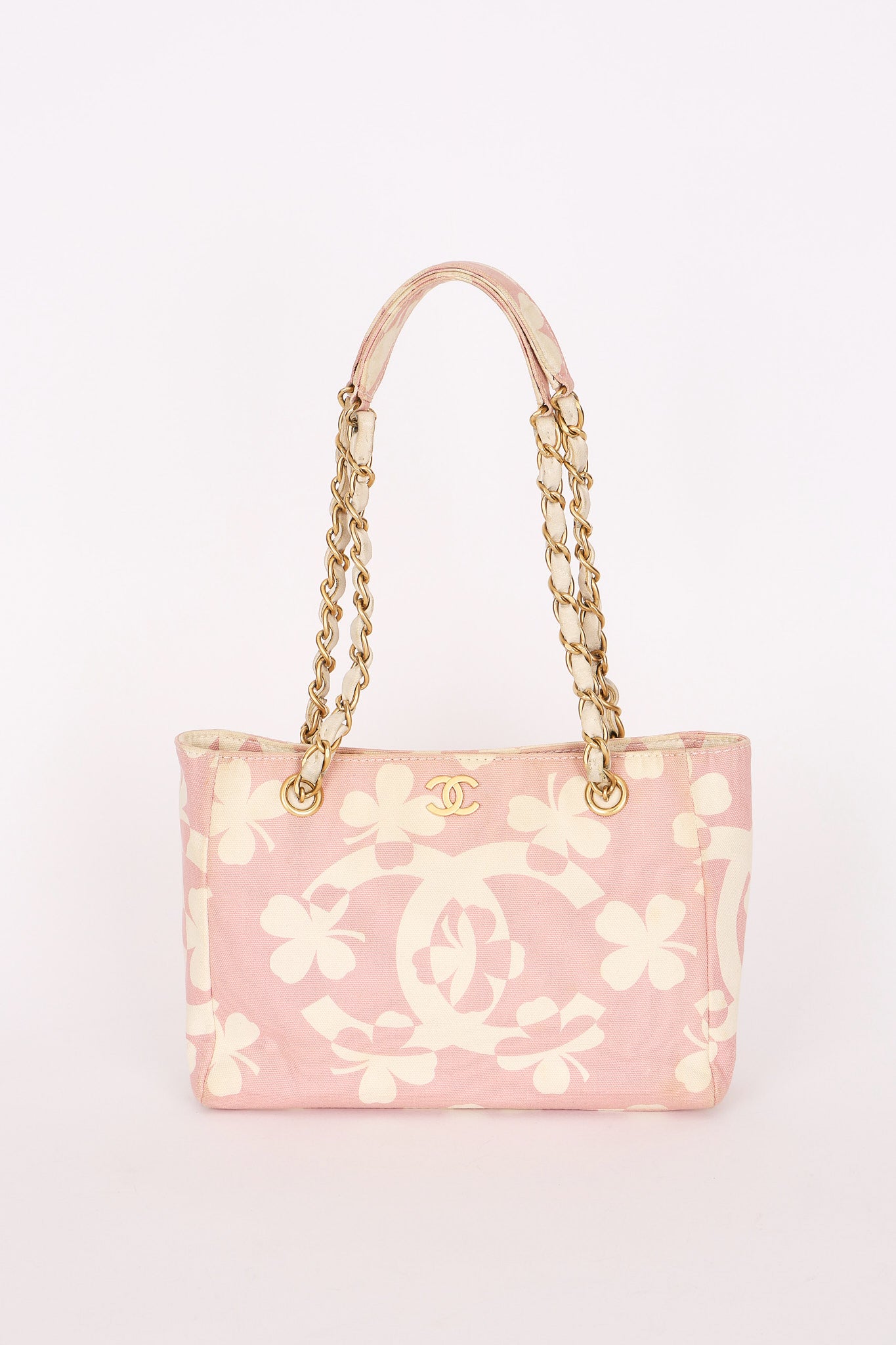 Chanel Mini Shopper Tote Four Leaf Clover Pink Canvas 2005 BGHW