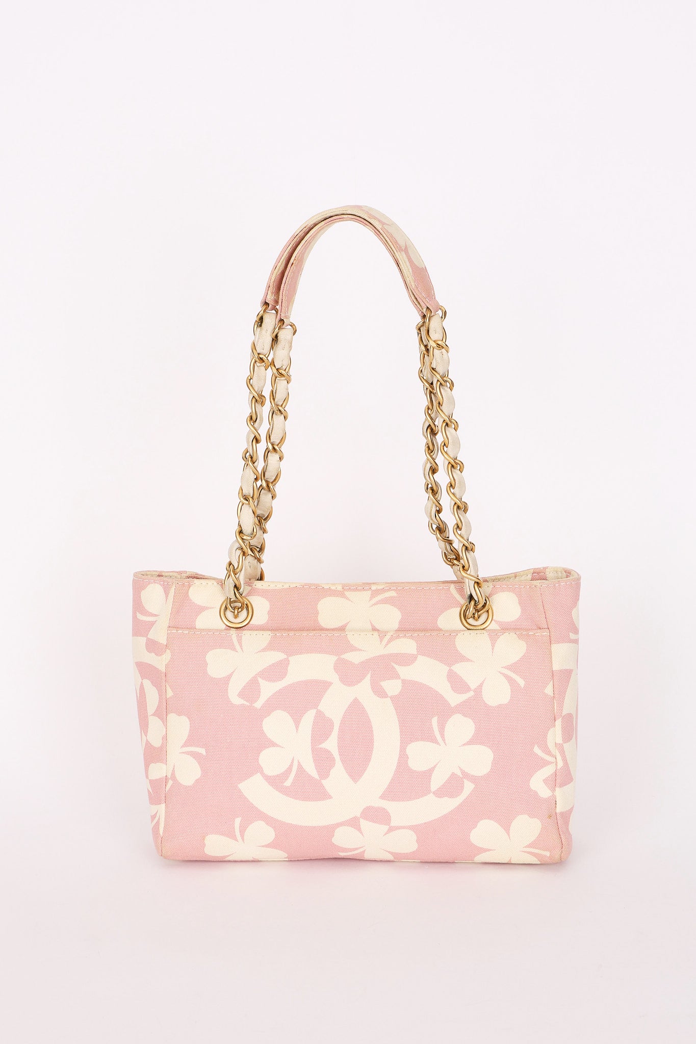 Chanel Mini Shopper Tote Four Leaf Clover Pink Canvas 2005 BGHW