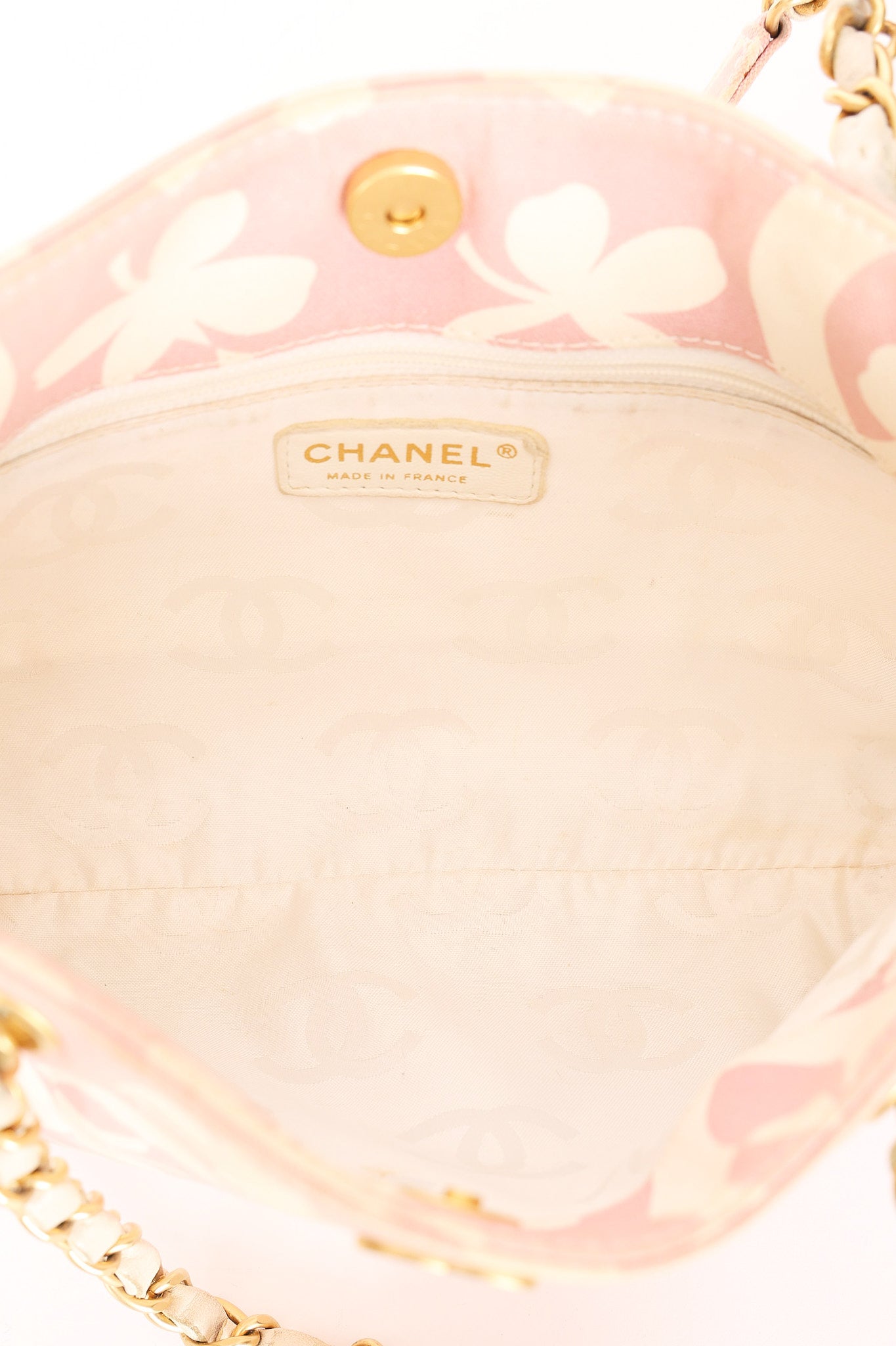 Chanel Mini Shopper Tote Four Leaf Clover Pink Canvas 2005 BGHW