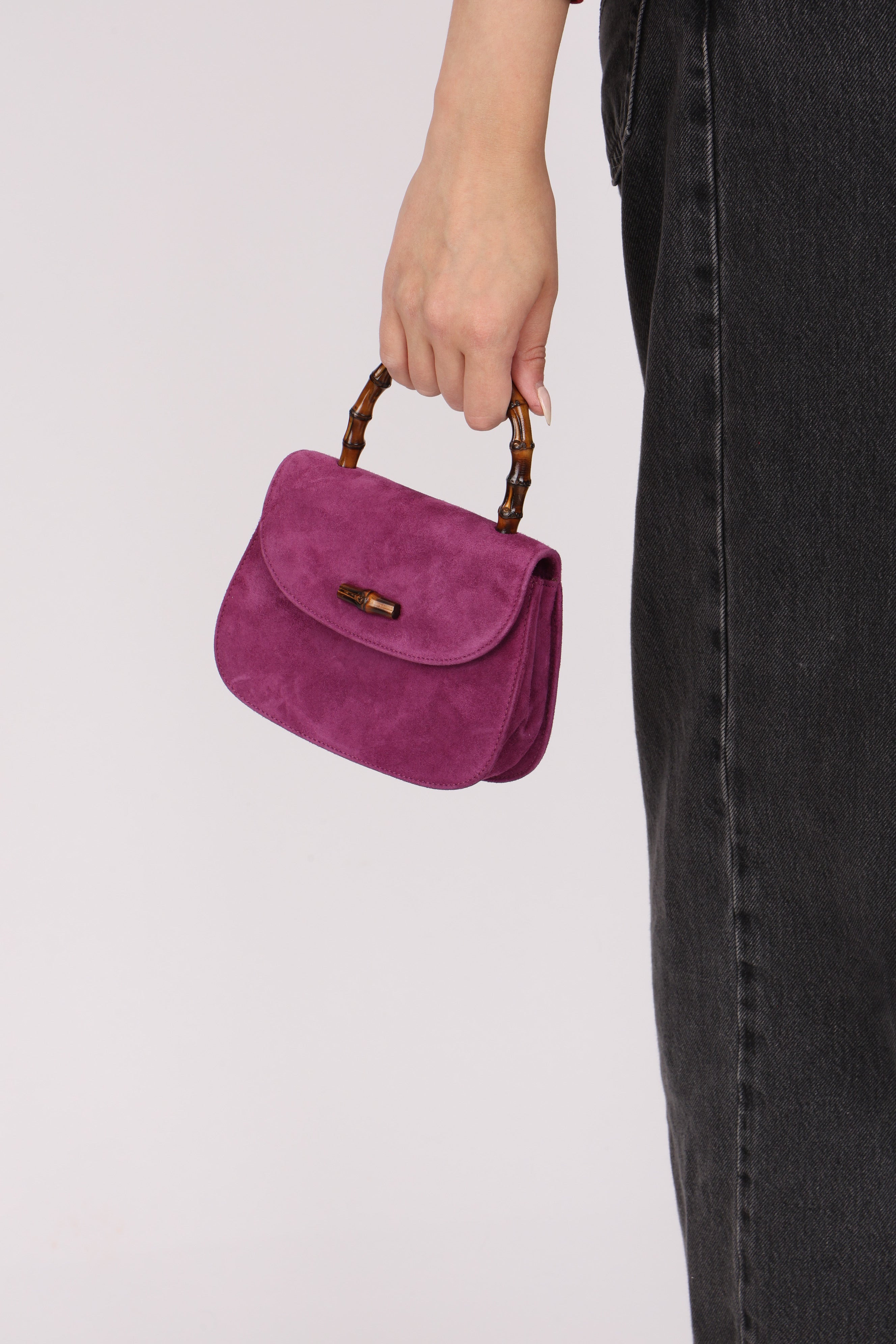 Gucci Mini Bamboo Top Handle Purple Suede 1947