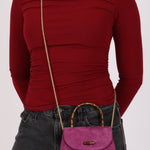Gucci Mini Bamboo Top Handle Purple Suede 1947