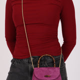 Gucci Mini Bamboo Top Handle Purple Suede 1947