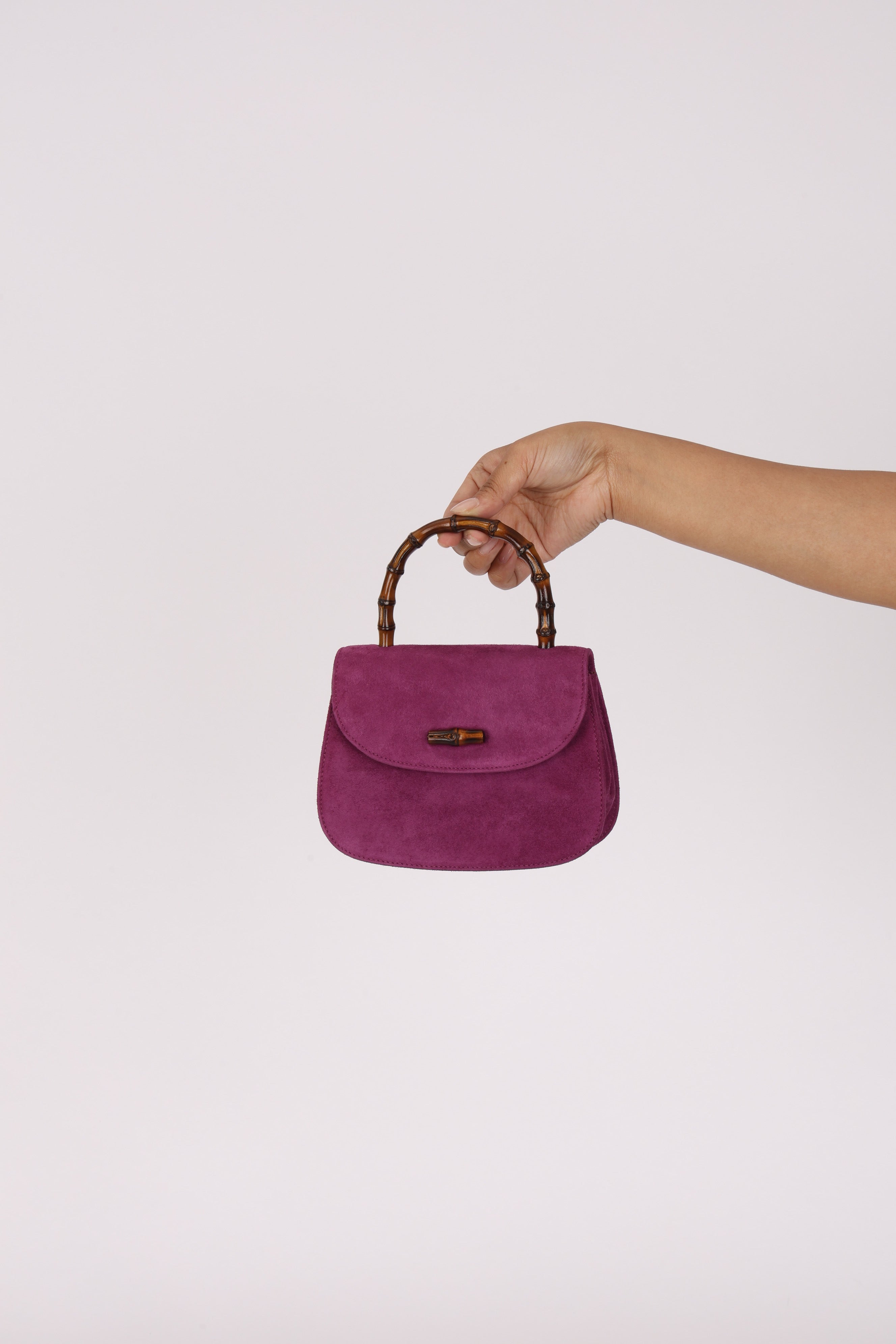 Gucci Mini Bamboo Top Handle Purple Suede 1947