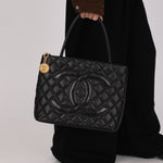 Chanel Timeless Medallion Tote Black Caviar 2003 24K GP