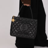 Chanel Timeless Medallion Tote Black Caviar 2003 24K GP