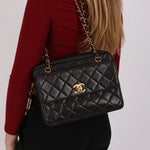 Chanel Turnlock Front Pocket Camera Bag Black Lambskin 24K GP