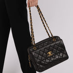 Chanel Turnlock Front Pocket Camera Bag Black Lambskin 24K GP