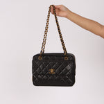 Chanel Turnlock Front Pocket Camera Bag Black Lambskin 24K GP