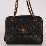 Chanel Turnlock Front Pocket Camera Bag Black Lambskin 24K GP