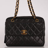 Chanel Turnlock Front Pocket Camera Bag Black Lambskin 24K GP