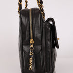 Chanel Turnlock Front Pocket Camera Bag Black Lambskin 24K GP