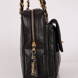 Chanel Turnlock Front Pocket Camera Bag Black Lambskin 24K GP