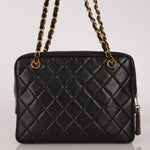 Chanel Turnlock Front Pocket Camera Bag Black Lambskin 24K GP